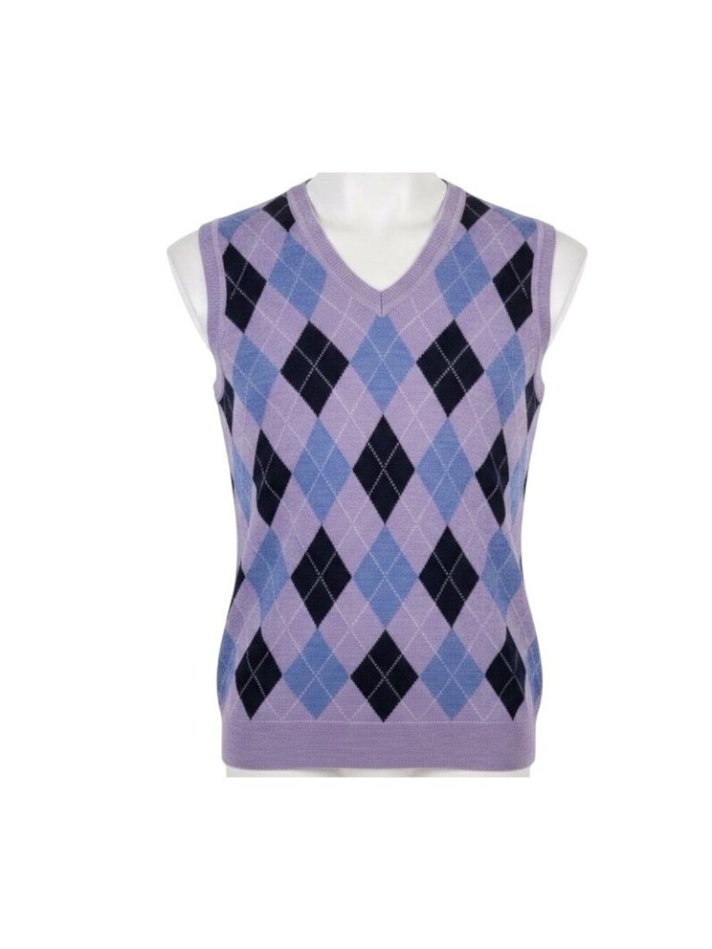 Brooks Brothers Womens Purple Merino Wool Argyle Sweater Vest Size S